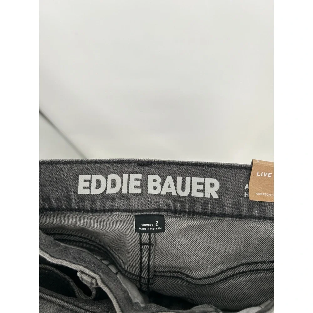 Eddie Bauer Authentic Perfect Straight Leg Jeans Womens 2 Washed Black High Rise